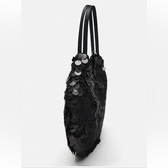ZARA SEQUIN MINI BUCKET BAG - Picture 7 of 9